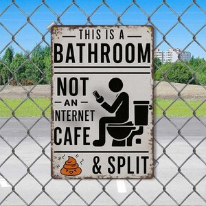 Rustic metal iron Hanging Door Plaque <strong>Funny</strong> <strong>Bathroom</strong> humor Sign board for toilet or <strong>bathroom</strong> - Product Image 3