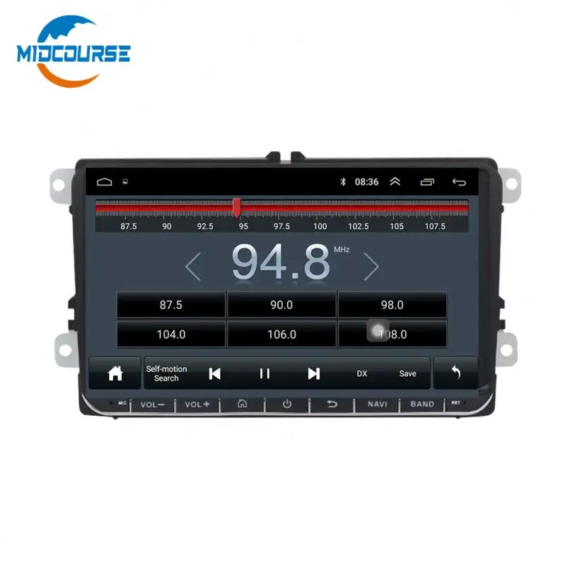 Midcourse 9 "Android8.1 4Core Car DVD Player Radio GPS untuk V-W Golf 5 6 POLO Passat B5 Touran untuk Skoda Kursi Bt Mobil Audio Wifi
