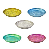 Kristalheldere matte ronde schaal voor buitengebruik, voor fruit en gegrild vlees, kleurrijke ronde schaal, puur titanium dinerbord