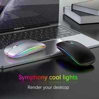 Harga pabrik 2.4G Mouse Gaming USB BT pengisian daya nirkabel diam untuk permainan PC Laptop kantor isi ulang warna-warni tersedia