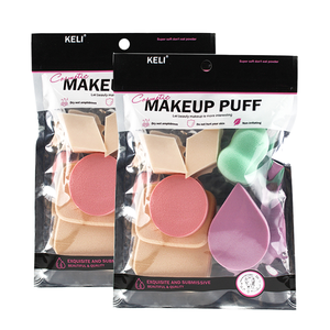 Juego de 6 Esponjas de Maquillaje en Forma de Gota de Agua, Colores Variados, Lavables, con Bolsa de Maquillaje - Product Image 1