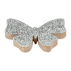 Figurine de papillon en mosaïque de verre, base en bois de manguier, sculpture décorative pour la maison, la salle de bain, le bureau, la chambre - Product Image 2