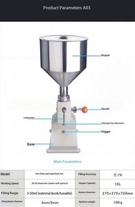 Petite machine de remplissage pneumatique manuelle pour miel, confiture, shampoing, lotion, bouteilles de 5 à 100 ml, haute efficacité, design portable - Product Image 5