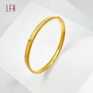 LFH-bracelets en or massif pur 18k, bijoux en or véritable 18k, bijoux pour hommes et femmes, cadeau 1
