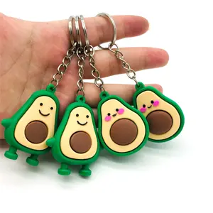 Aangepaste Cartoon Avocado Ontwerp Milieu Rubber Pvc Sleutelhanger