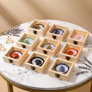 Juego de Pulseras de Cristal CHUSE CI350 al por Mayor, Set de Regalo de Piedras Naturales, Kit de Sanación Natural, Caja de Madera para Decoración del Hogar en Días Festivos - Product Image 1