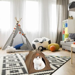 Tente <span class=keywords><strong>tipi</strong></span> pliable moderne et portable pour animaux de compagnie, <span class=keywords><strong>avec</strong></span> housse amovible, pour chat et chien, idéale pour l'été en extérieur - Product Image 5