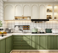 Armoire de cuisine moderne en contreplaqué modulaire au design minimaliste et luxueux personnalisable pour hôtels et villas