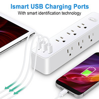 ABD Fişli Priz Çoklayıcı Elektrik Soketi 9 AC Çıkışlı USB Girişli 3.9FT Uzatma Kablolu Çoklu Priz Ağ Filtresi Hızlı Şarj