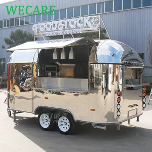 Wecare tùy chỉnh thép không gỉ phục vụ thực phẩm Trailer đầy đủ trang bị di động cà phê thanh Airstream thực phẩm xe tải để bán Châu Âu
