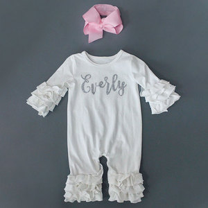 Nuovi <span class=keywords><strong>prodotti</strong></span> set di pagliaccetto <span class=keywords><strong>per</strong></span> neonate con stampa personalizzata con volant autunnale con fascia - Product Image 2