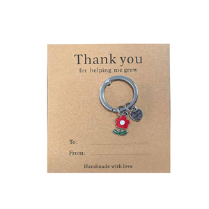 Portachiavi di Lusso in Lega con Messaggio 'Grazie per avermi aiutato a crescere' - Creativi Portachiavi a Forma di Piccolo Fiore con Biglietto di Ringraziamento - Product Image 3