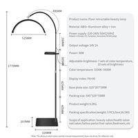 Lampe de beauté demi-lune sur pied de 21 pouces avec plateau, idéale pour salons de beauté, nail art, extensions de cils et tatouage des sourcils