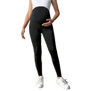Leggings de maternité double couche à la taille <span class=keywords><strong>Grossesse</strong></span> Femmes Yoga Fitness Gym Sport Pantalon de yoga Maternité Leggings Collants pour la <span class=keywords><strong>grossesse</strong></span> - Product Image 5