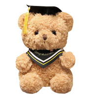 Peluche Ours en Peluche avec Logo Personnalisé et Toque de Doctorat, Poupée à Câliner en Robe de Baccalauréat, Cadeau Commémoratif de Remise de Diplôme