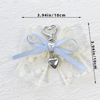 Pendentif Cœur avec Nœud en Dentelle et Bouton, Breloque Décorative Mignonne pour Porte-clés