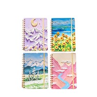 Carnet de notes A5 personnalisé à couverture rigide, style peinture à l'huile, motif floral champêtre, impression en gros