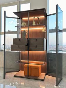 Light Luxury Glass Wine Cabinet Modern High End Aircraft Curio European Wing Aluminum <b>Storage</b> Sideboard Sts3010 Light Luxury - Product Image 4