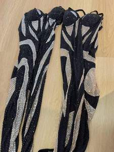 Monos <span class=keywords><strong>de</strong></span> diamante <span class=keywords><strong>blanco</strong></span> y negro para mujer, <span class=keywords><strong>mono</strong></span> <span class=keywords><strong>de</strong></span> <span class=keywords><strong>fiesta</strong></span> para discoteca con guantes - Product Image 6