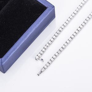 定制圆形切割DEF彩色硅石项链14k白金男女网球项链 - Product Image 4