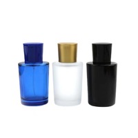 Haute Qualité En Gros Givré Rond 50ml Vide Verre Parfum Atomiseur Vaporisateur Noir Bouteille De Parfum Rechargeable