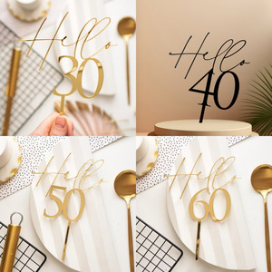 Adorno Acrílico para Pastel con Diseño de Miel y Dulzura, Decoración para Cumpleaños de 30, 40, 50 y 60 Años, Estilo Instagram, Dorado - Product Image 1