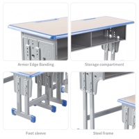 Table d'étude pour étudiants réglable en hauteur, durable, avec deux chaises pour une utilisation en classe au lycée