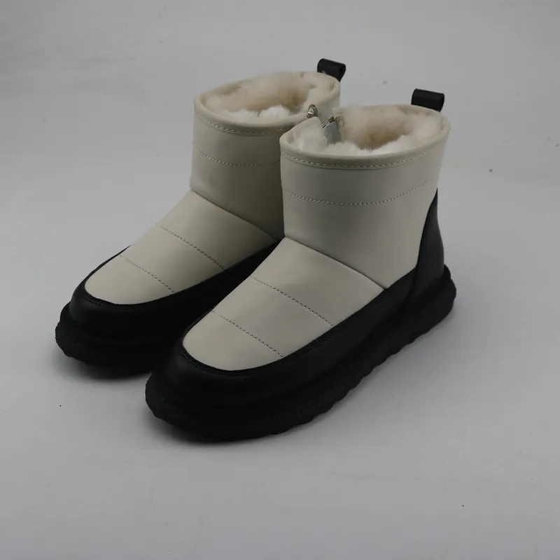 Cow Leather Short Mini Boots with zipper inside