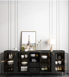 Home Furniture <strong>Black</strong> Wooden Living Room <strong>Sideboard</strong> Modern Pull Out Organizer Kitchen <strong>Cabinets</strong> With Drawers - Product Image 4