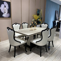 Table de salle à manger de luxe moderne et élégante pour restaurant, ensemble de 4, 6 ou 8 chaises, plateau en marbre artificiel, table rectangulaire pour 6 personnes