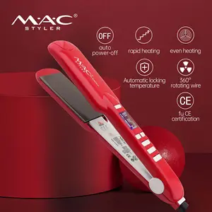 2024 Titanium Plate Custom Barber Hair Straightener Best Professional Flat Iron LCD Hair Straightener Electric Hair flat iron