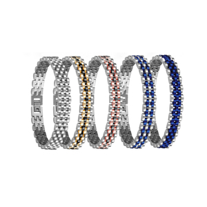 <span class=keywords><strong>Bracelet</strong></span> à lunette réglable à la mode de 21cm OTAN lien à cinq couches Style Hip Hop plaqué or/argent en acier inoxydable papillon bouddhisme - Product Image 1