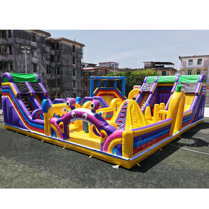 Parc de jeux gonflable commercial, grand château multi-activités avec deux toboggans, parc d'attractions extérieur, parcours d'obstacles gonflable - Product Image 4
