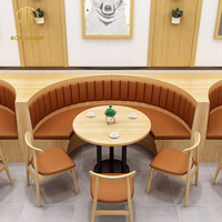 Ensemble Table et Chaises Mobilier de Banquette pour Restaurant, Café Commercial, Fast-Food et Salon de Café en Bois Rond