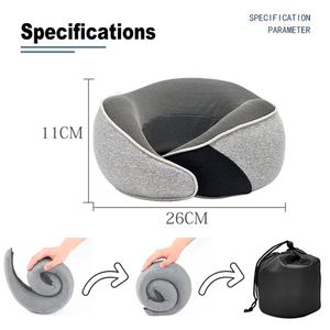 Oreiller de voyage ergonomique en mousse à mémoire de forme à rebond lent avec logo personnalisé en forme de U pour soulager les douleurs cervicales, idéal pour l'avion - Product Image 3