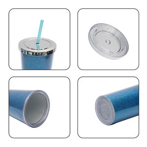 Shang Kou Ai Glitter Straw Cup 24oz Double Wall Plastic Reusable Drinkware For Party Home Office Use - Product Image 2