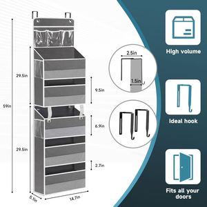 2-in-1 Adjustable Over the <b>Door</b> Organizer with Strong 49 Lbs <b>Weight</b> Capacity Fabric Hanging <b>Door</b> Clothing Organizer - Product Image 3