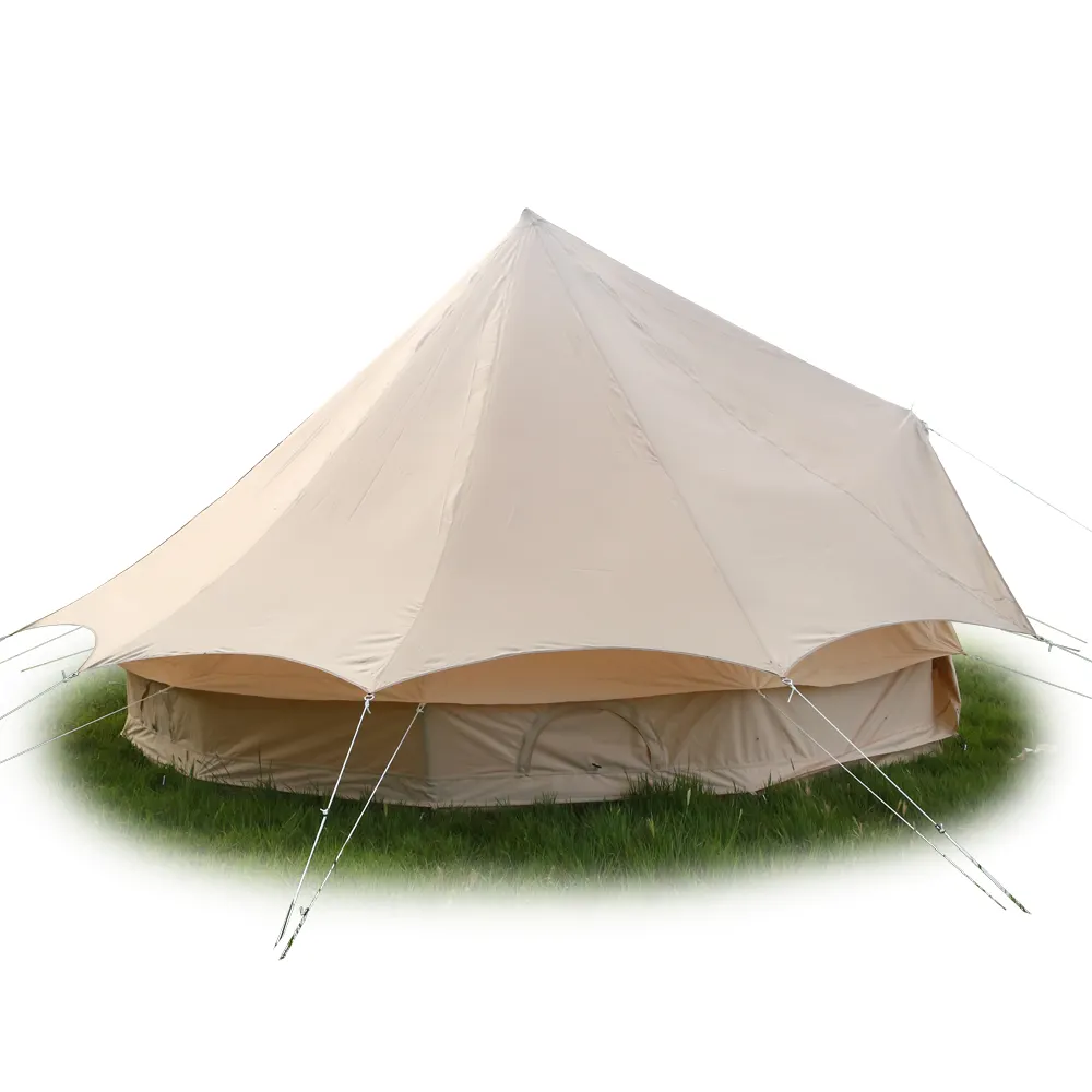 تلال فاخرة الصحراء قماش القطن القياسية 4m خيمة ناقوسية الشكل مع غطاء خيمة من مشمع