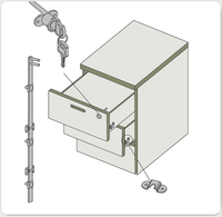 Serrure à chaîne carrée pour tiroir de meuble, serrure de tiroir de bureau, serrure de tiroir triple pour armoire, modèle 288