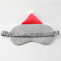 Masque de sommeil en satin blanc imprimé de haute qualité, motif chapeau de Noël, occultant la lumière, norme UE, pour des nuits réparatrices et une utilisation festive