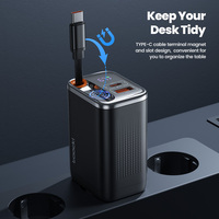Toocki Produk Terbaru Laris Manis Teknologi GaN PD 67W 3-Port USB+Type-C Pengisi Daya Cepat Kabel Retractable Laptop Proteksi OTP