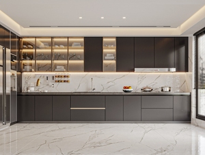 Meubles de <span class=keywords><strong>cuisine</strong></span> modernes en bois Lesso Home, évier, robinet, charnières, glissières de tiroir, crédence, design écologique, nouveau design, <span class=keywords><strong>cuisine</strong></span> personnalisée - Product Image 1