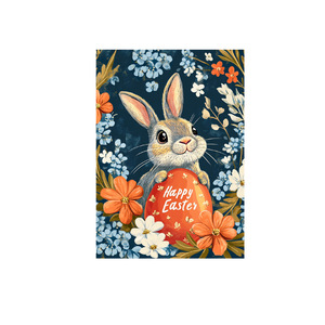 Conejo encantador personalizado Feliz Pascua Tarjeta de felicitación Dibujos animados Impreso Papel DE ARTE doblado Regalo para niños - Product Image 1