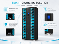 Casier de recharge intelligent à 20 compartiments pour téléphones portables, avec codage automatique, pour centres commerciaux, aéroports, gymnases et bureaux