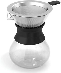 Verser Sur la Cafetière Ensemble Elégant <span class=keywords><strong>Café</strong></span> Pot Verre Carafe et <span class=keywords><strong>Permanent</strong></span> En Acier Inoxydable <span class=keywords><strong>Filtre</strong></span> À <span class=keywords><strong>Café</strong></span> - Product Image 5