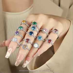 Grosir cincin baja tahan karat wanita zirkon antik perhiasan mode trendi cincin kupu-kupu hati semanggi berlapis emas 18K - Product Image 2