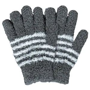 Private Designed Winter Microfiber Knitted Gloves High Quality Kids Baby Warm Full-finger Winter Children Gloves for boys, grey