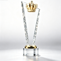 Trophées en verre vierges en gros à prix d'usine, médailles et plaques personnalisées, trophée couronne en cristal coloré pour membre MVP
