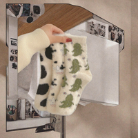 Chaussettes d'hiver Youki en coton épais à motif dessin animé, couleurs assorties, en peluche de vison, pour hommes, jetables, respirantes, décontractées, à revers, séchage rapide