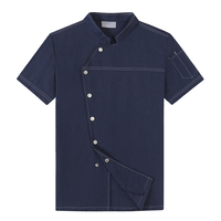 Op Maat Gemaakte Moderne Professionele Dames Zwart Grijs Cateringuniform Linnen Chef-Jas Jas Dragen Pak Kleding